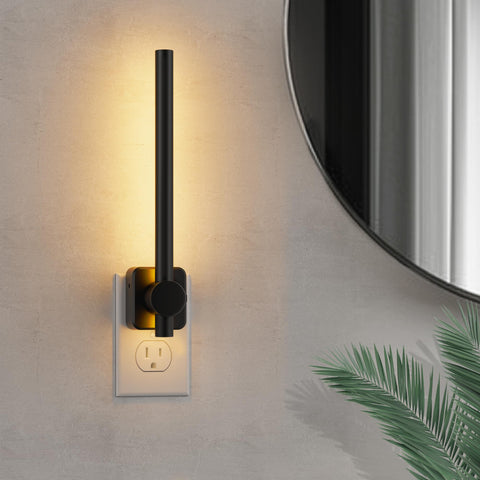 L LOHAS LED night light with matte black wall plug for bathroom ambience