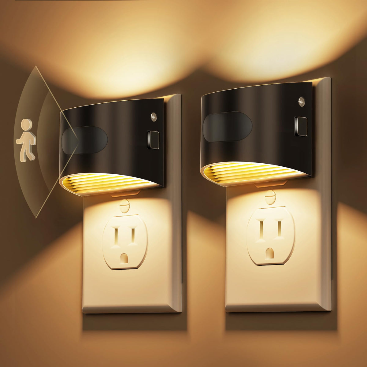 L LOHAS LED night light with motion sensor illuminating a hallway at night