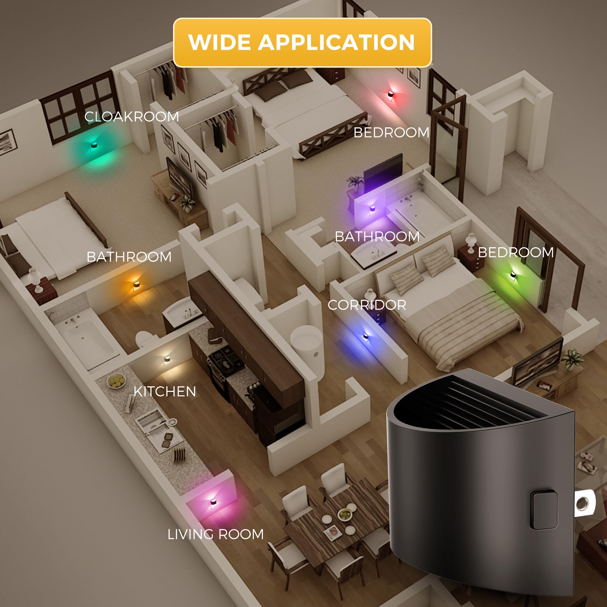 L LOHAS LED night light easy brightness and color control via side button