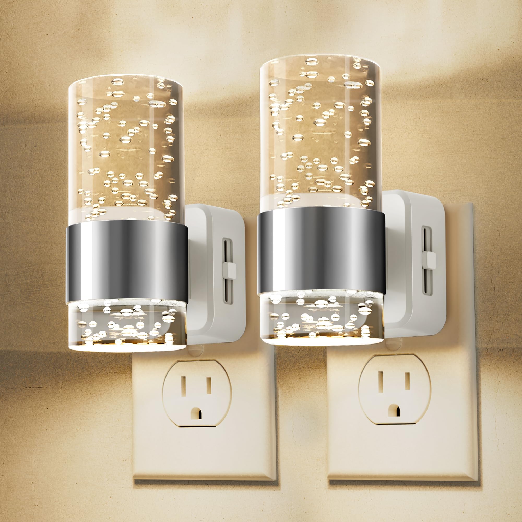 L LOHAS LED night light plug-in 2-pack provides a space-saving solution for outlets.
