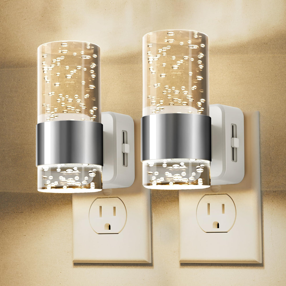 L LOHAS LED night light plug-in 2-pack provides a space-saving solution for outlets.