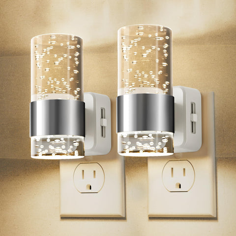 L LOHAS LED night light plug-in 2-pack provides a space-saving solution for outlets.