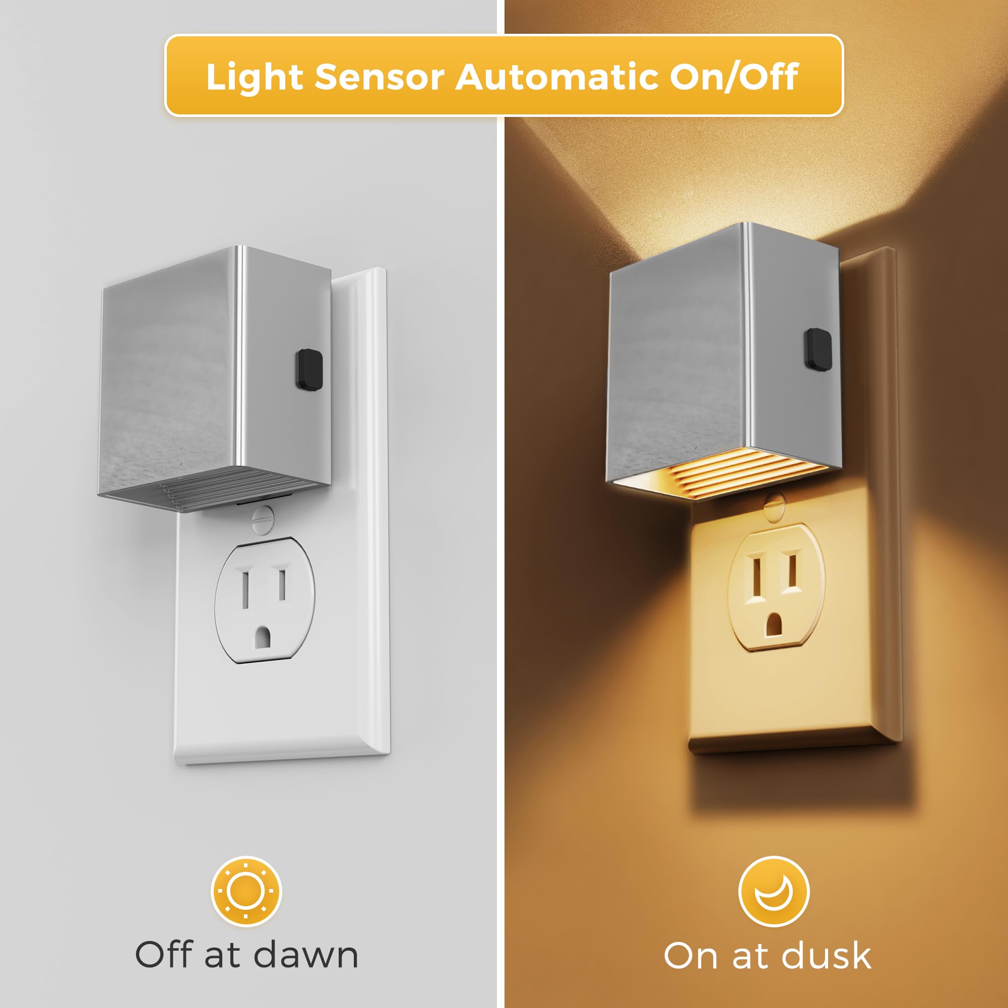 Sleek silver-frame design of L LOHAS LED Night Light complements modern interiors.
