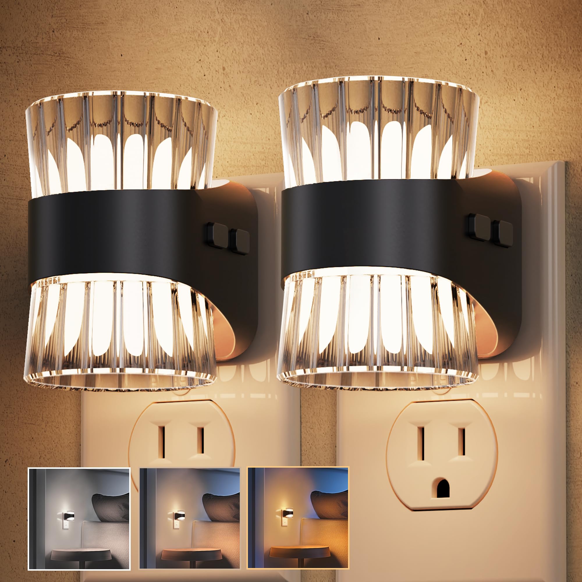 L LOHAS LED night light two-pack mounted in-wall for convenient hallway safety.