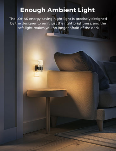 L LOHAS LED night light shines upward and downward for balanced lighting