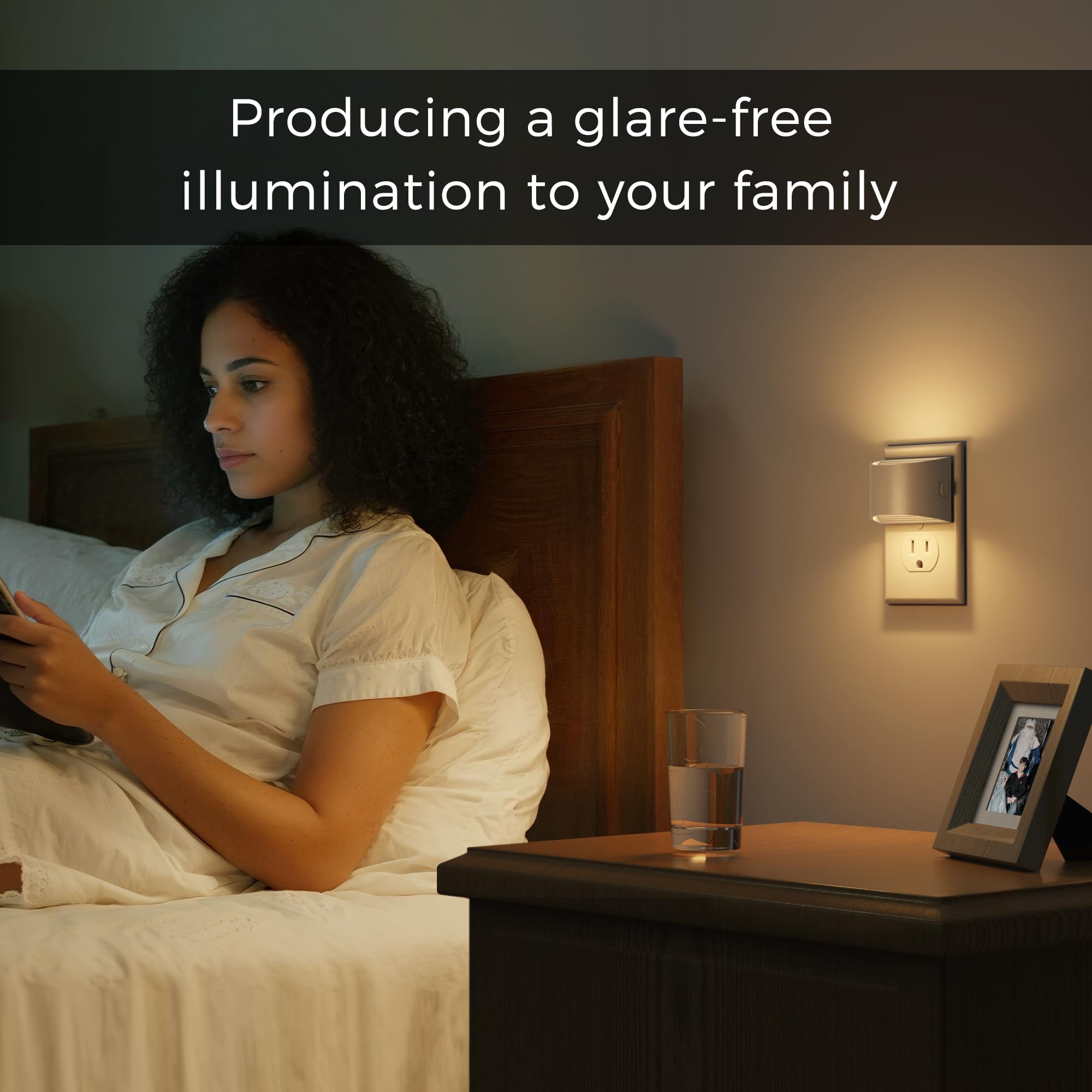 L LOHAS LED two-pack night lights for bathroom use with safe, compact design.