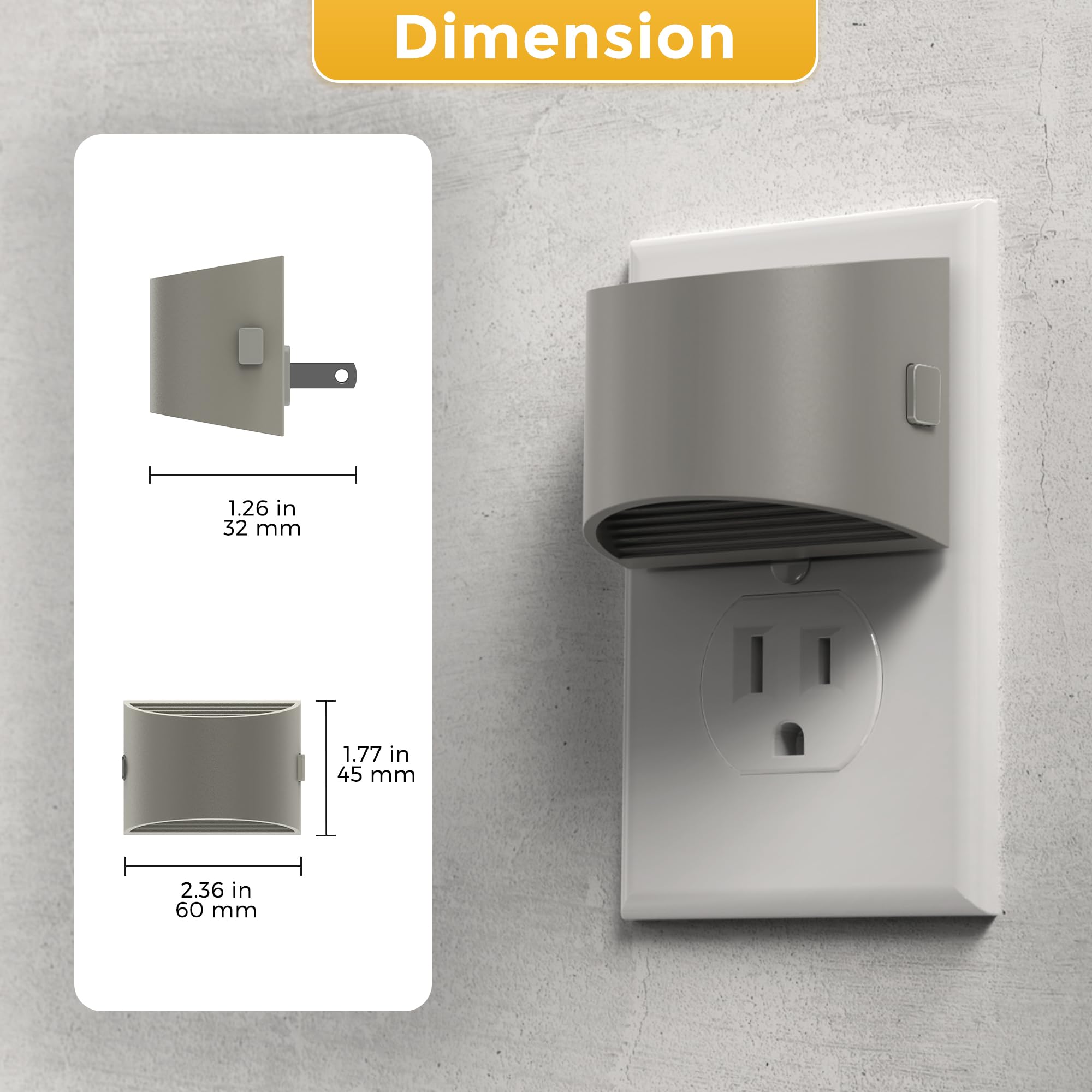 L LOHAS LED modern cement-gray night light offering warm 3000K soft white glow.
