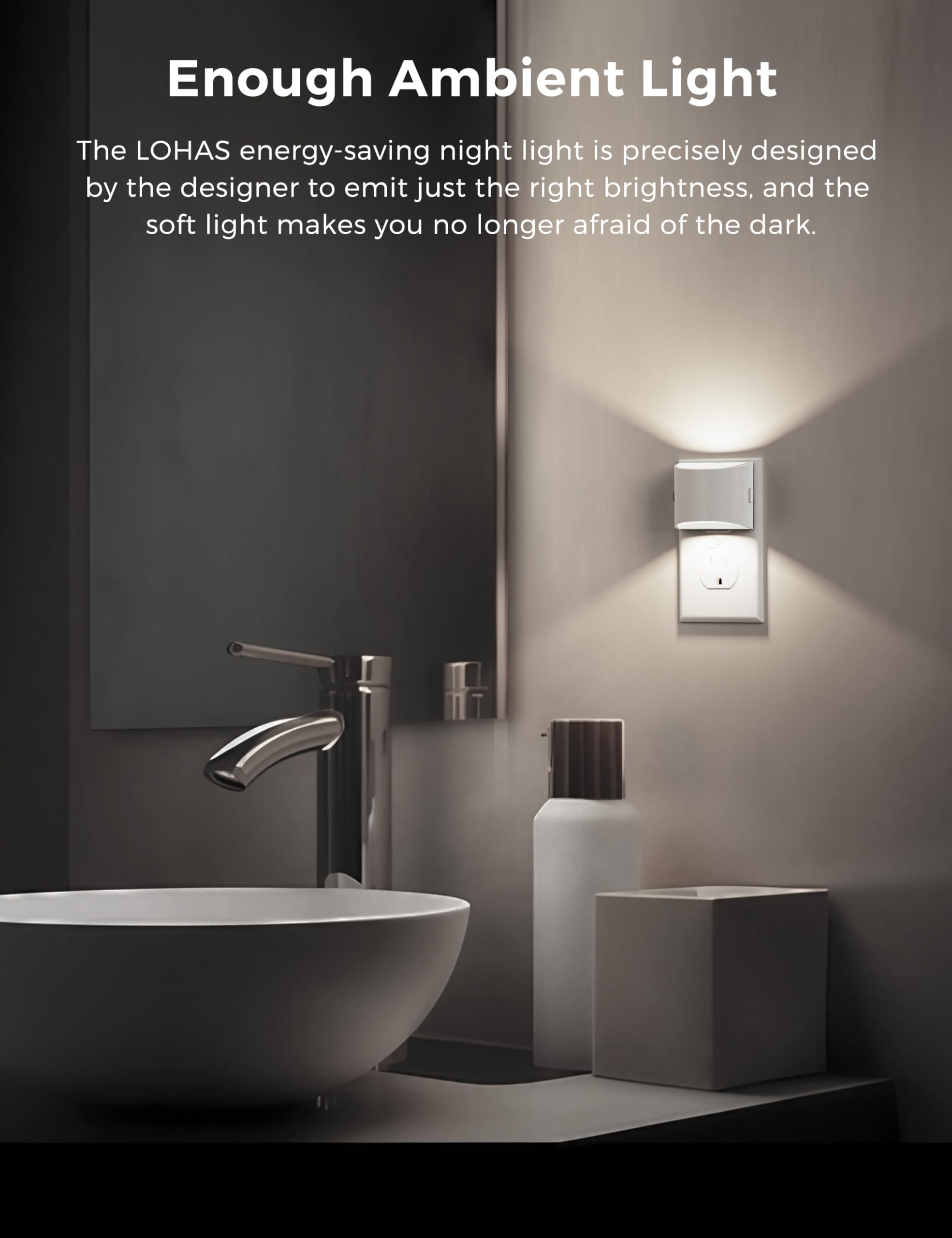 L LOHAS LED night light wall plug 5000K daylight white illuminates hallways safely