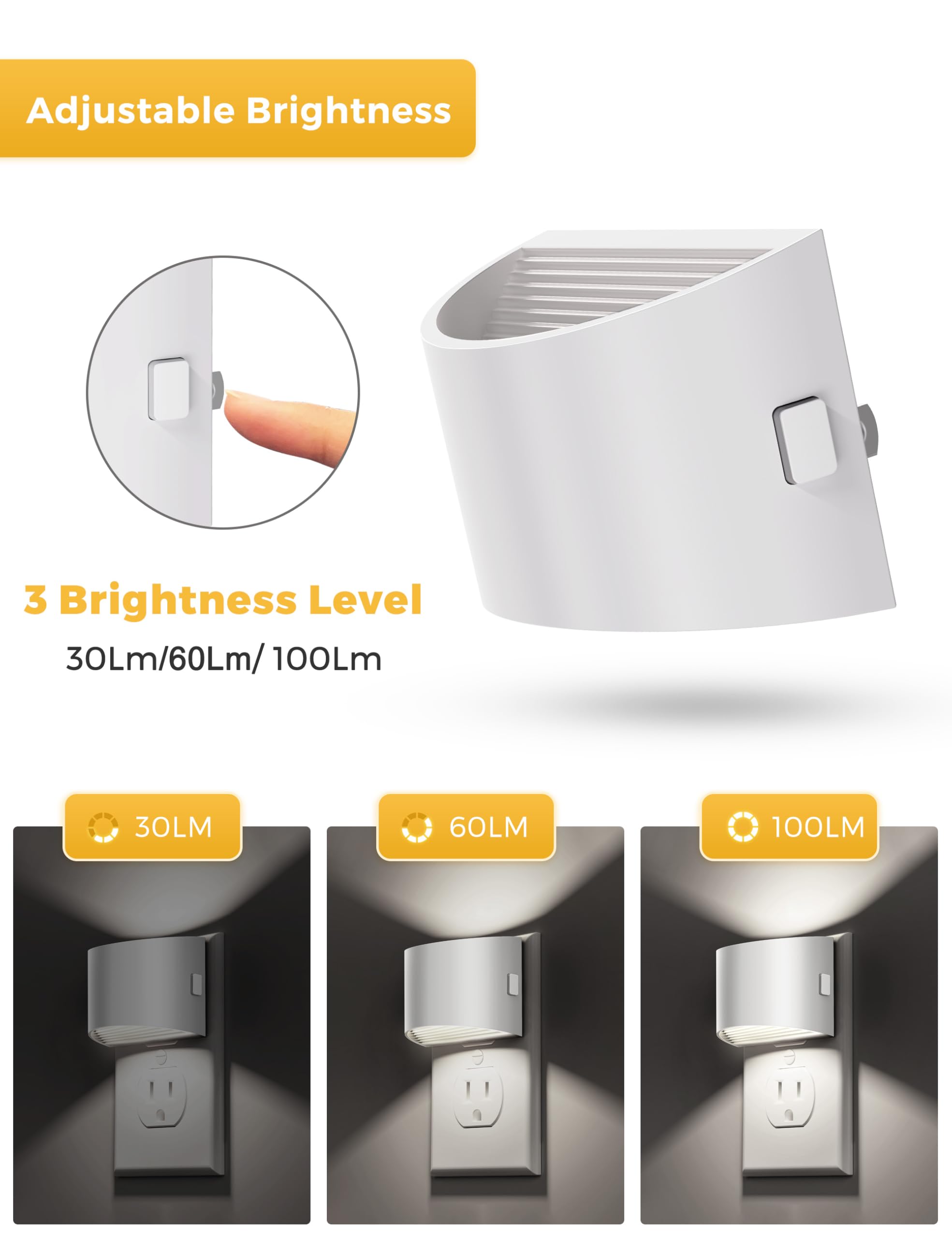 L LOHAS LED night light wall plug modern compact design saves outlet space
