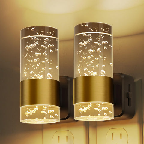 L LOHAS LED wall sconce night light with gradient black glow and gold ring, ideal for ambient hallways