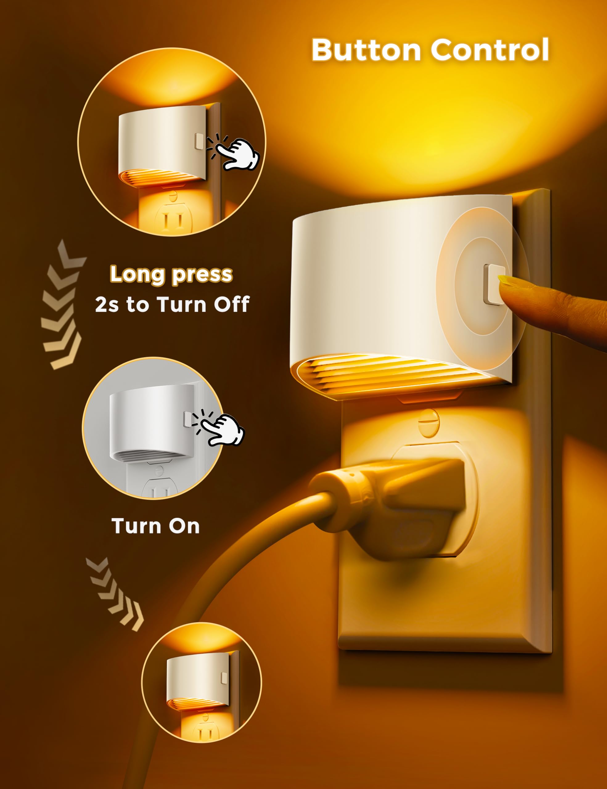 L LOHAS LED Night Light white cylindrical housing complements decor while saving outlet space