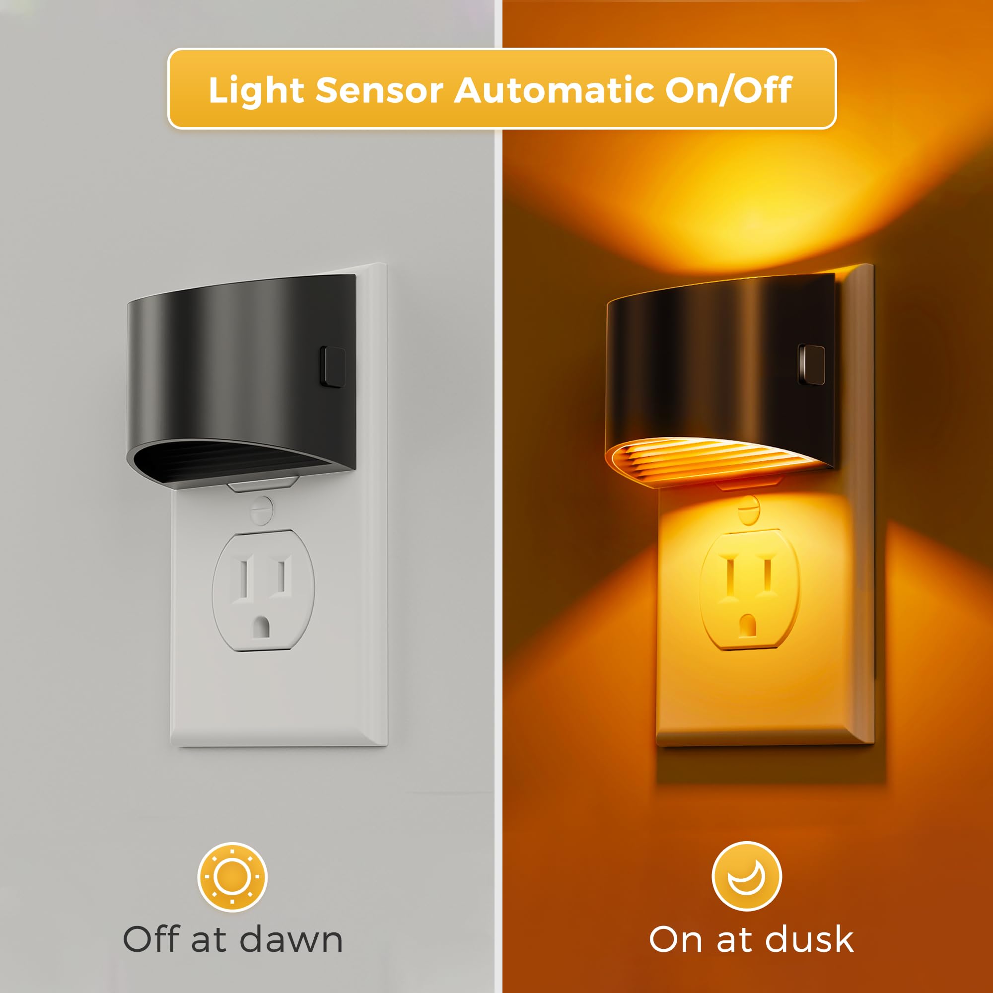 L LOHAS LED night light with black cylindrical frame complements bathrooms and hallways