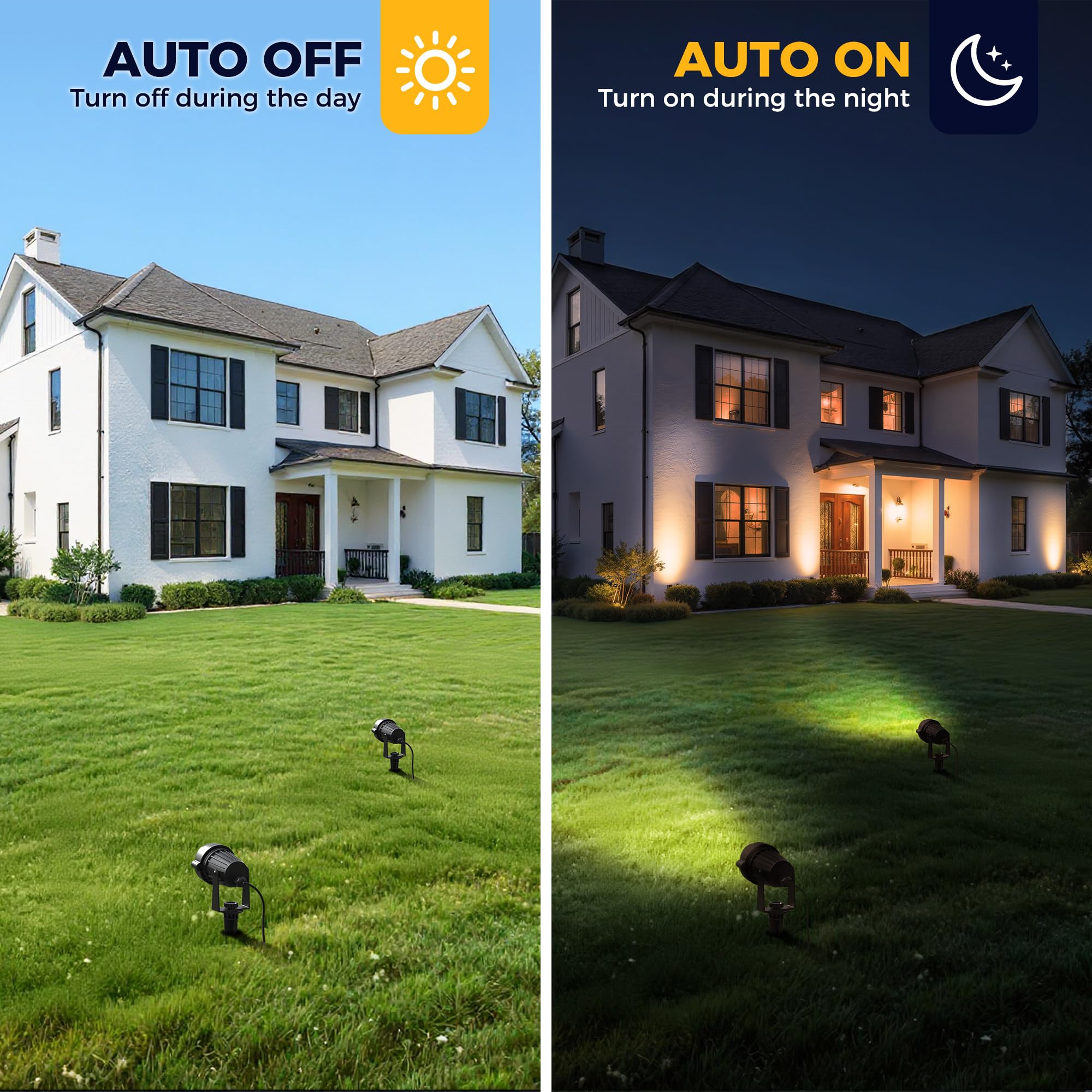 L LOHAS LED outdoor spotlight during installation with 9.84 ft cord for easy setup.