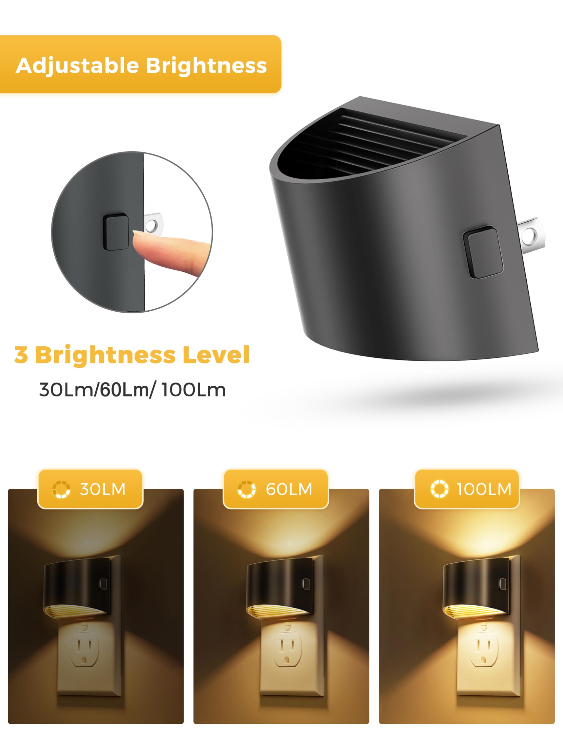 L LOHAS LED outlet-friendly night light keeps bottom outlet free for use.