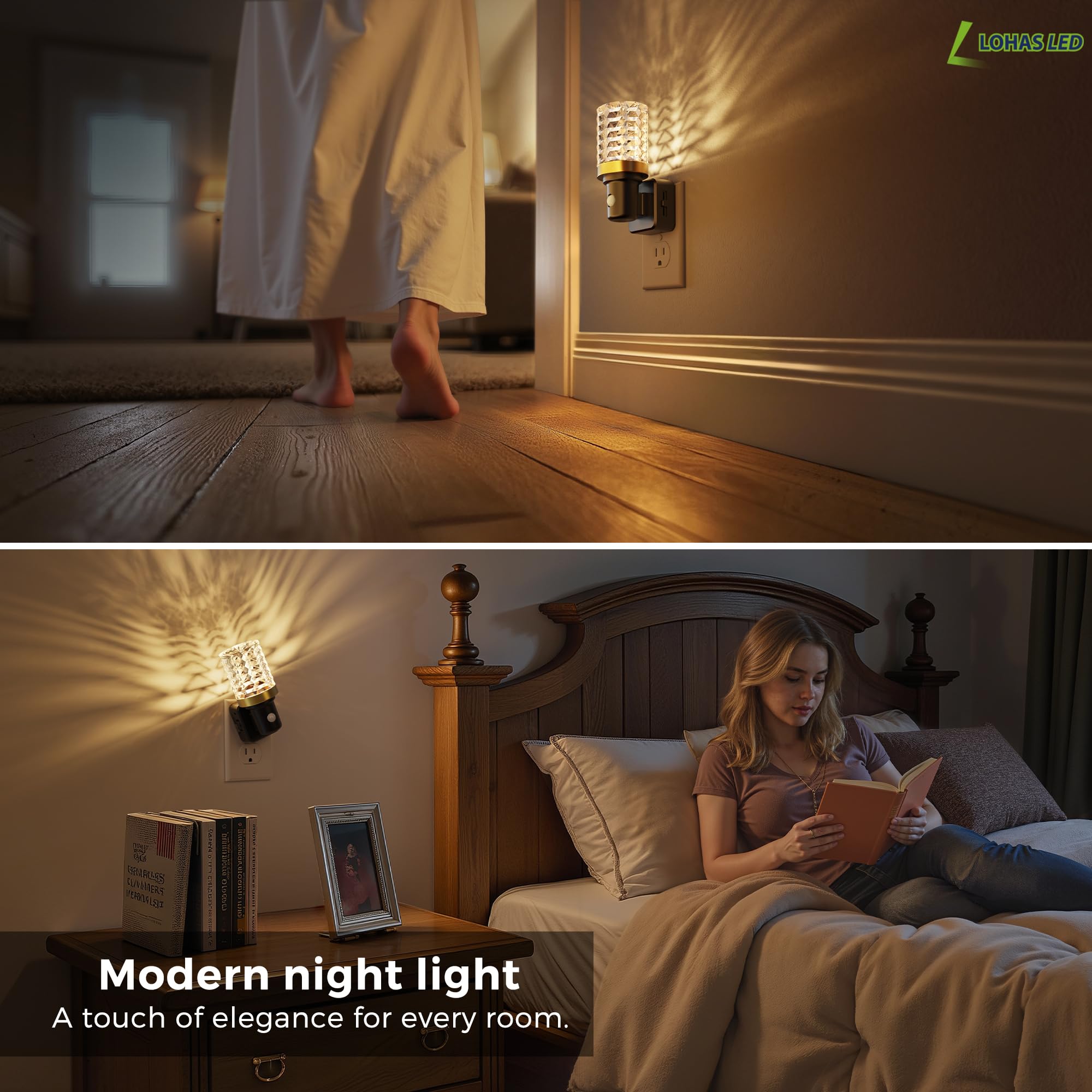 L LOHAS LED Plug-In Night Light with swivel socket keeps an outlet free