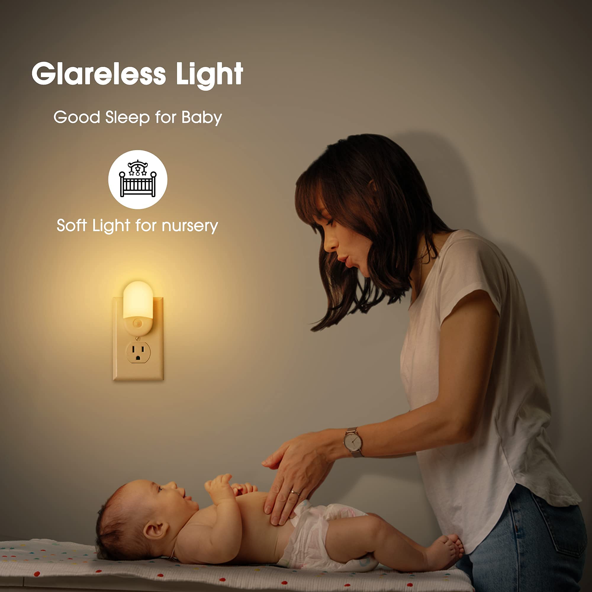 Energy-efficient plug-in wall light saves outlets while giving soft illumination