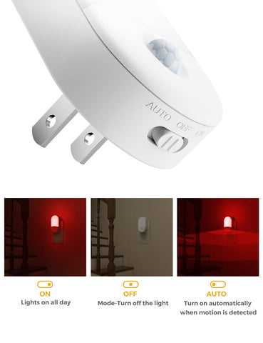 Red glow from L LOHAS LED Night Light lets you adjust brightness easily.