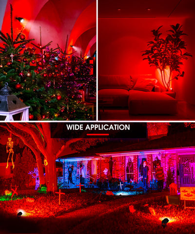 L LOHAS LED red spotlight accents garden features with vivid illumination.
