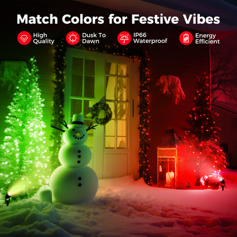 L LOHAS LED red spotlight adds striking red hue to holiday décor.