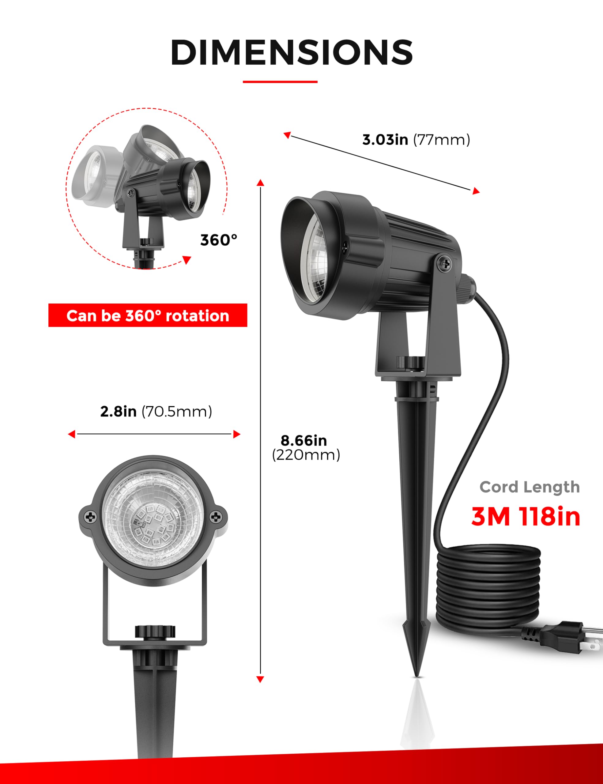 L LOHAS LED red spotlight highlights signage for safer entryways.