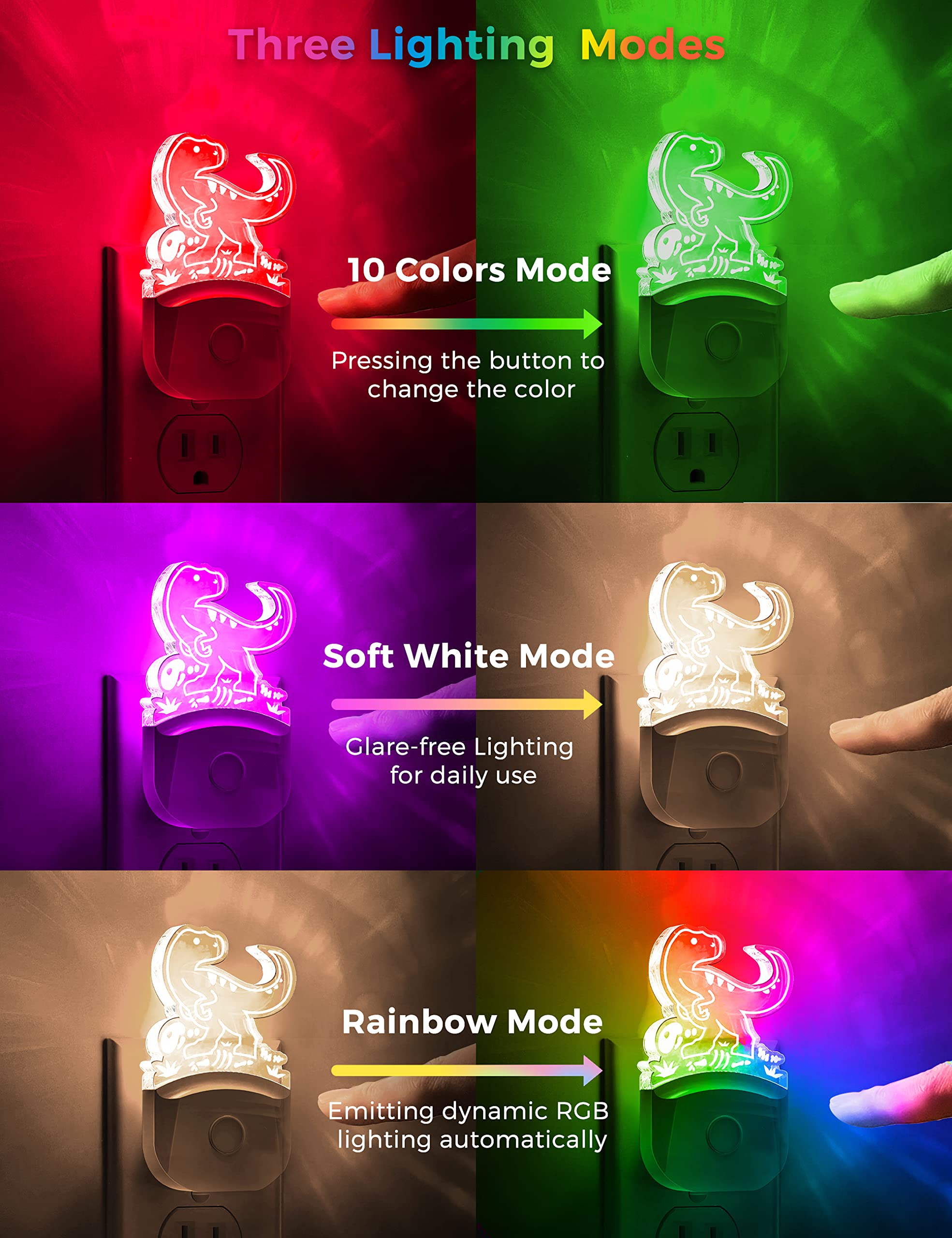 L LOHAS LED Velociraptor night light offers RGB color mode for dynamic ambiance