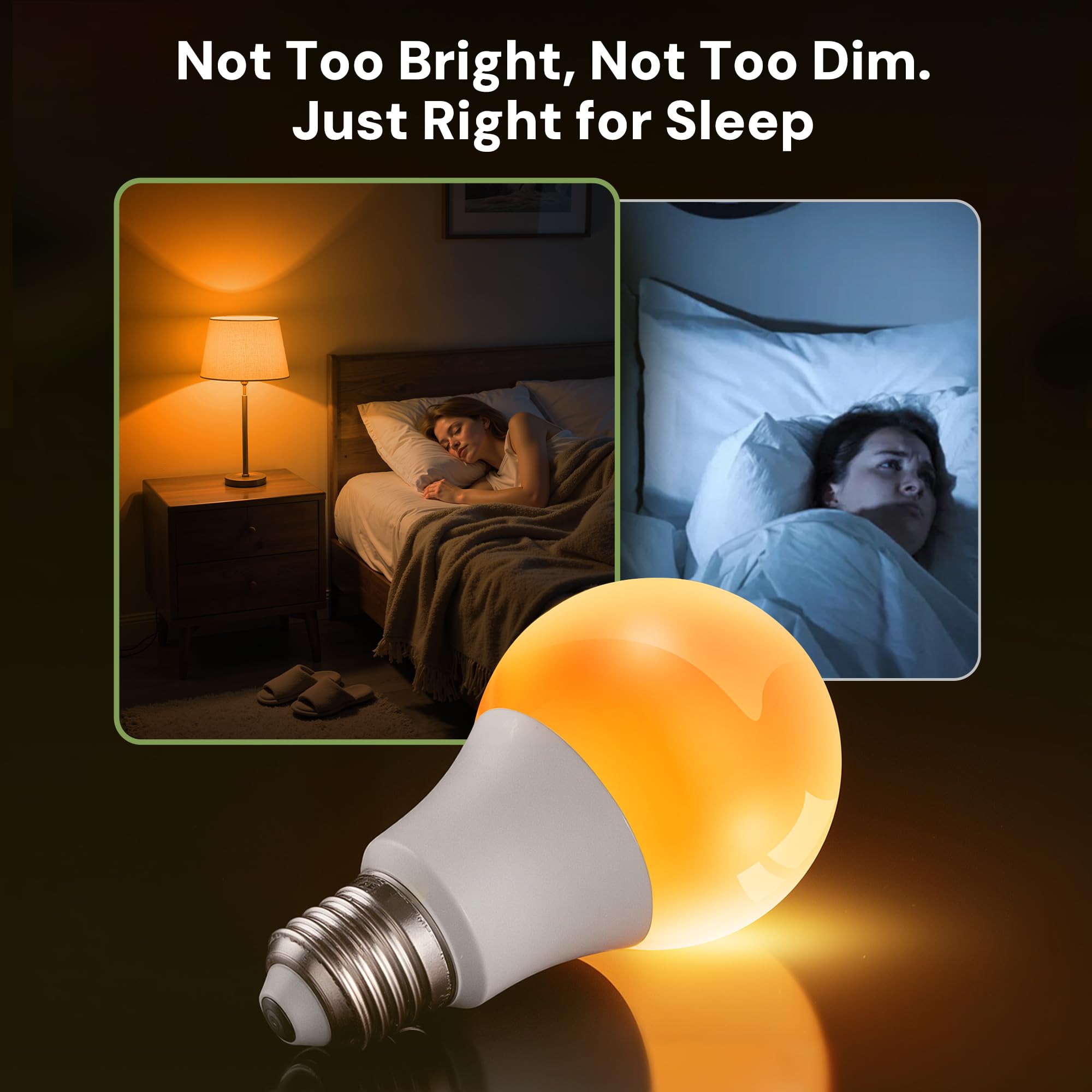 L LOHAS LED amber bulb in a reading nook provides soft light for evening tasks
