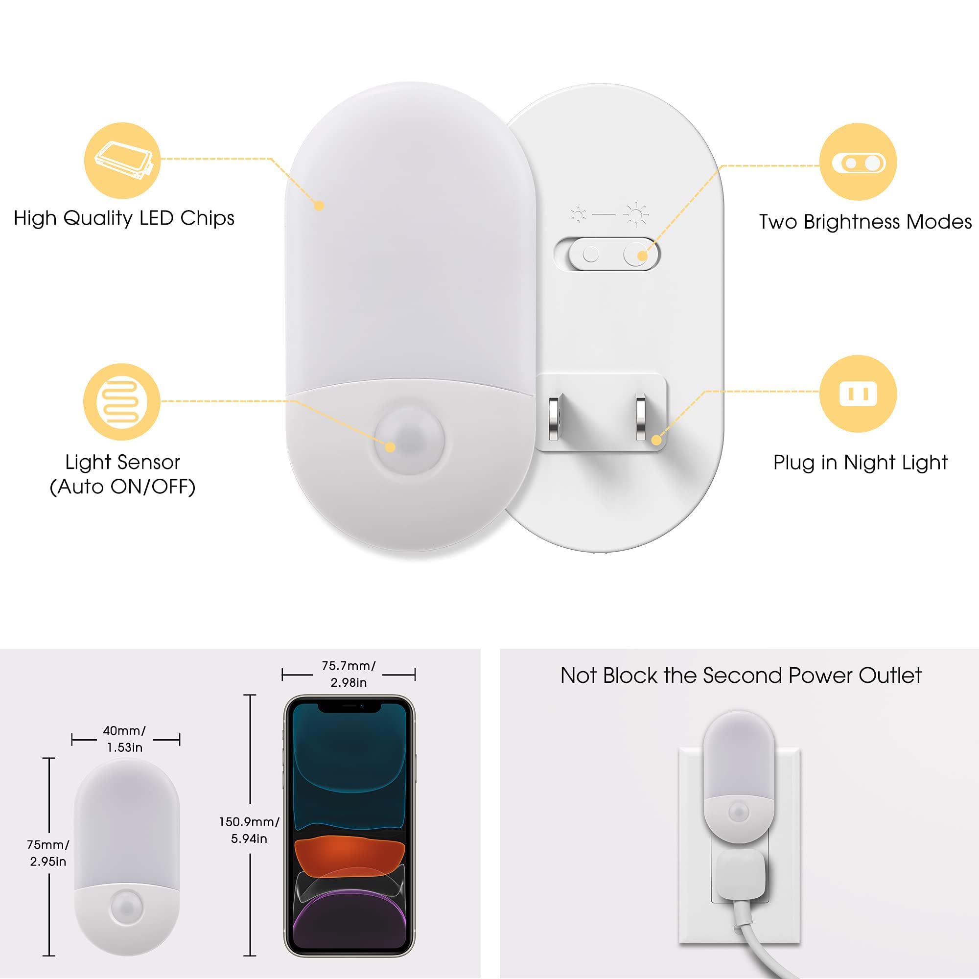 Soft white 3000K glow from L LOHAS LED night light in bedroom