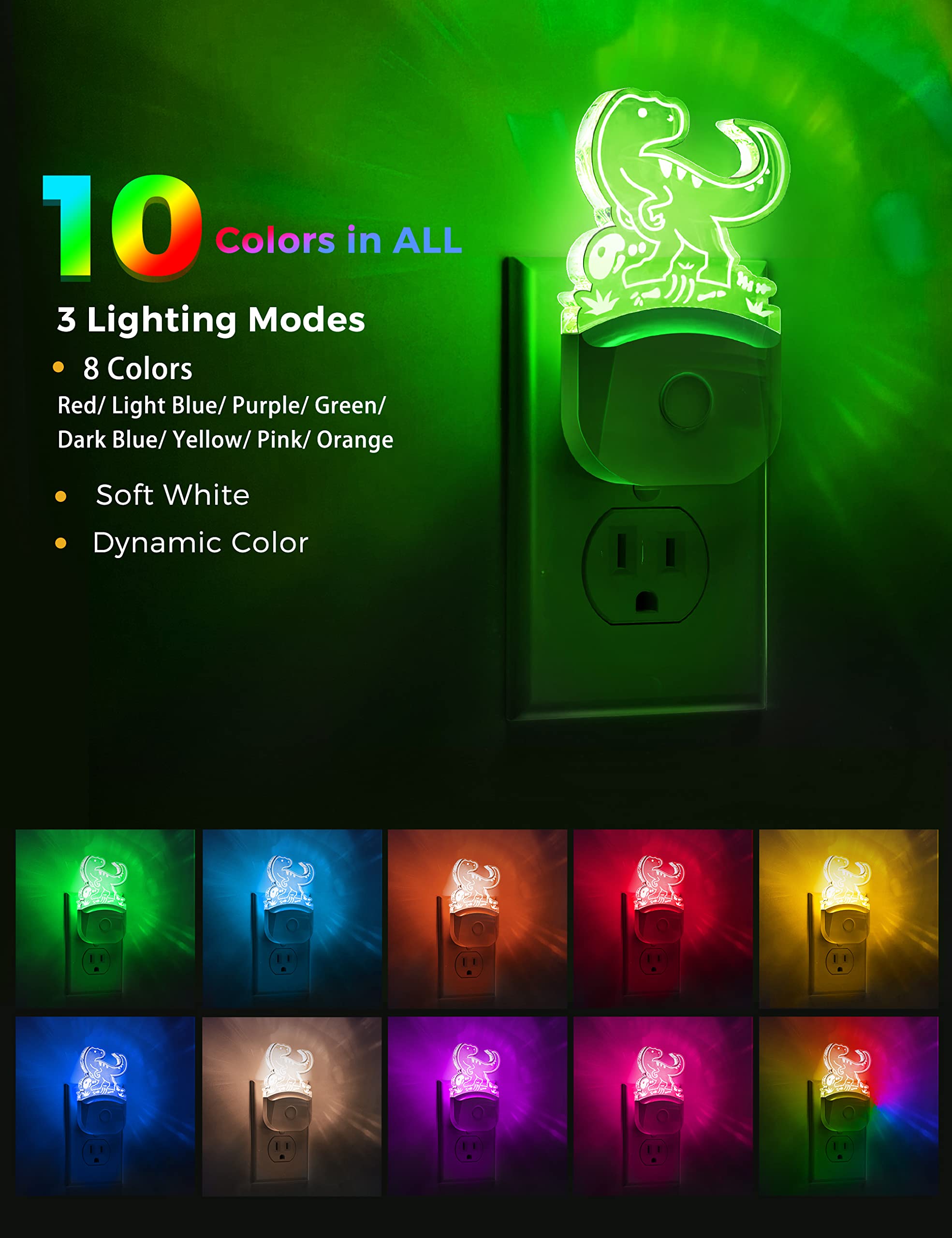 L LOHAS LED Velociraptor night light provides soft white mode for bedtime routines