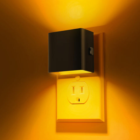 L LOHAS LED wall plug night light with amber glow for cozy bathroom ambience