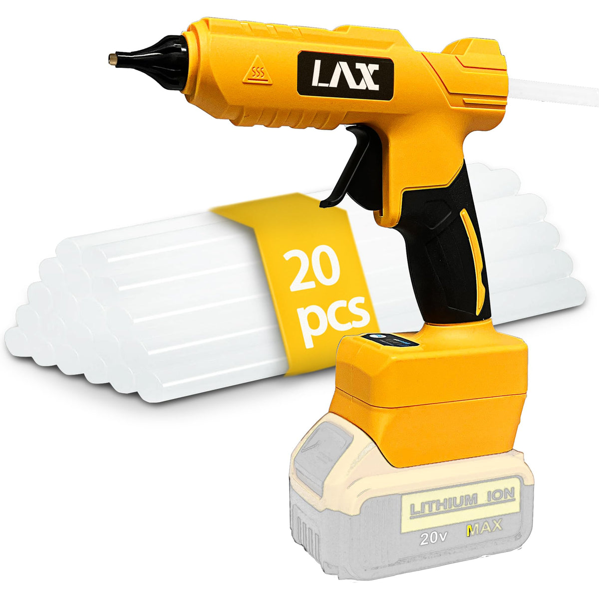 L1NXIXI cordless glue gun ready for on-the-go repairs with Dewalt 20V battery