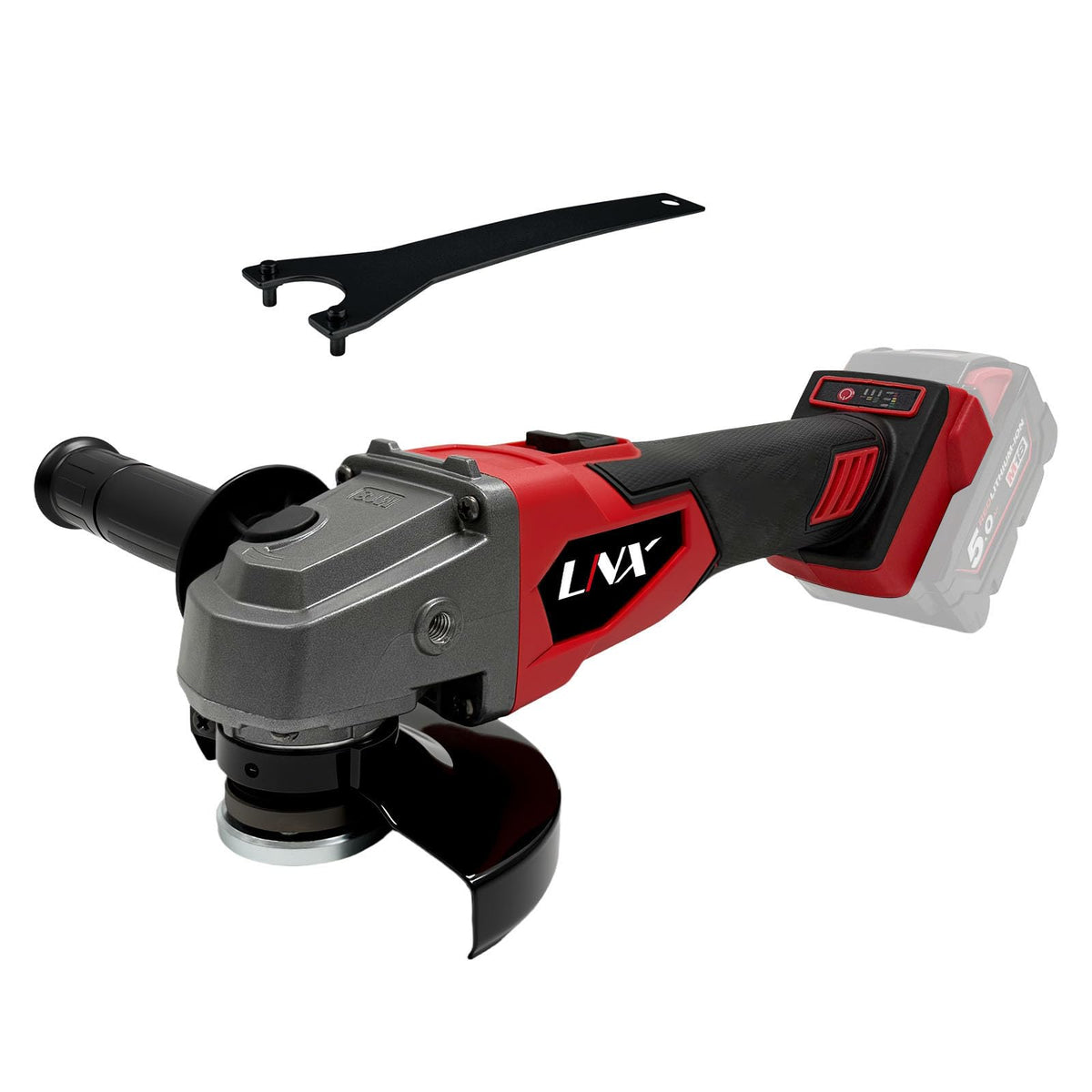 L1NXIXI cordless angle grinder with Milwaukee M18 battery compatibility for on-site metal cutting