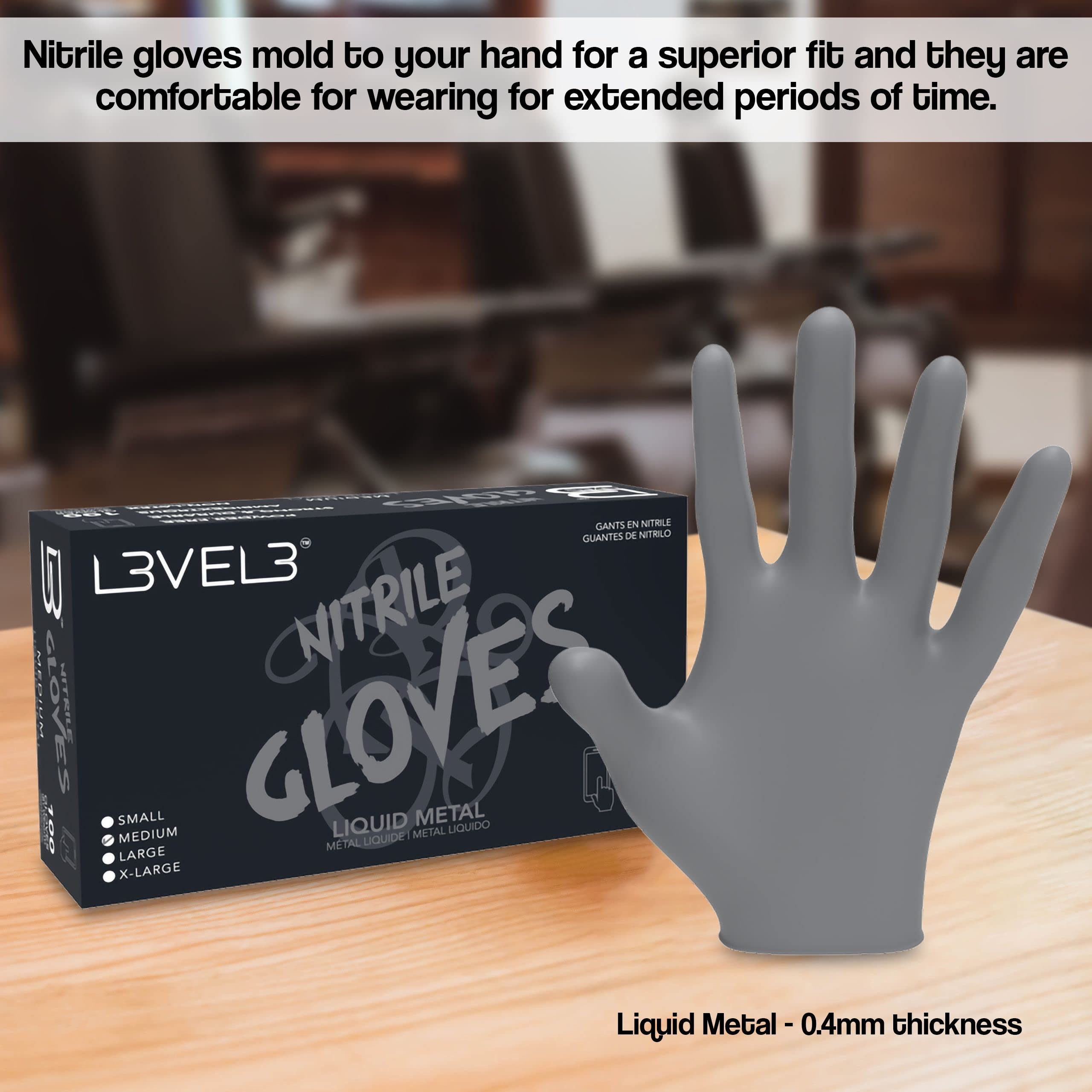 Latex-free L3 nitrile gloves designed for sensitive skin and comfort.