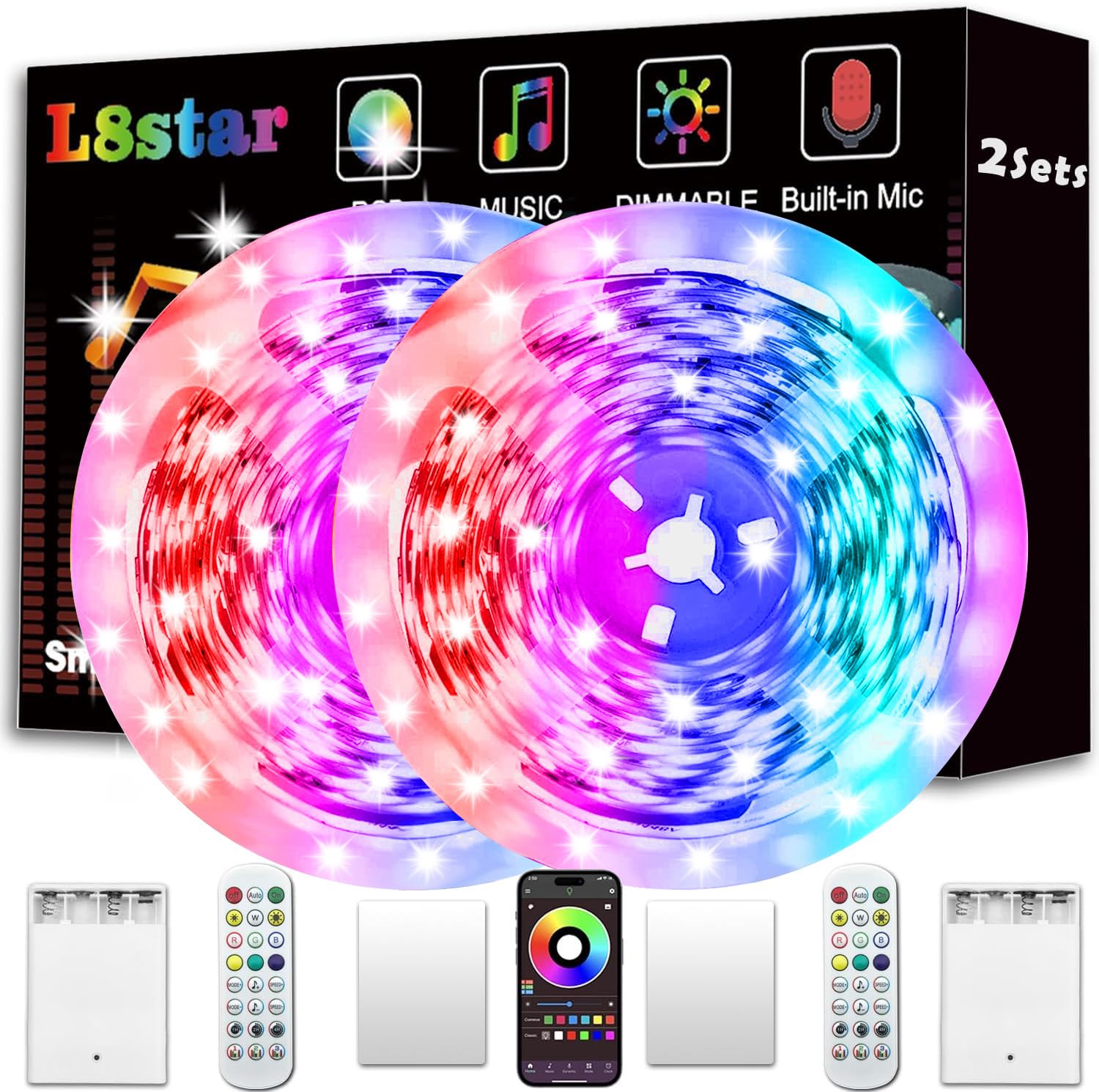 L8star battery-powered LED strip with two rolls for cordless ambient lighting