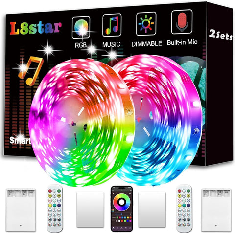 L8star battery powered LED strip lights 32.8 ft kit for portable decor and versatility