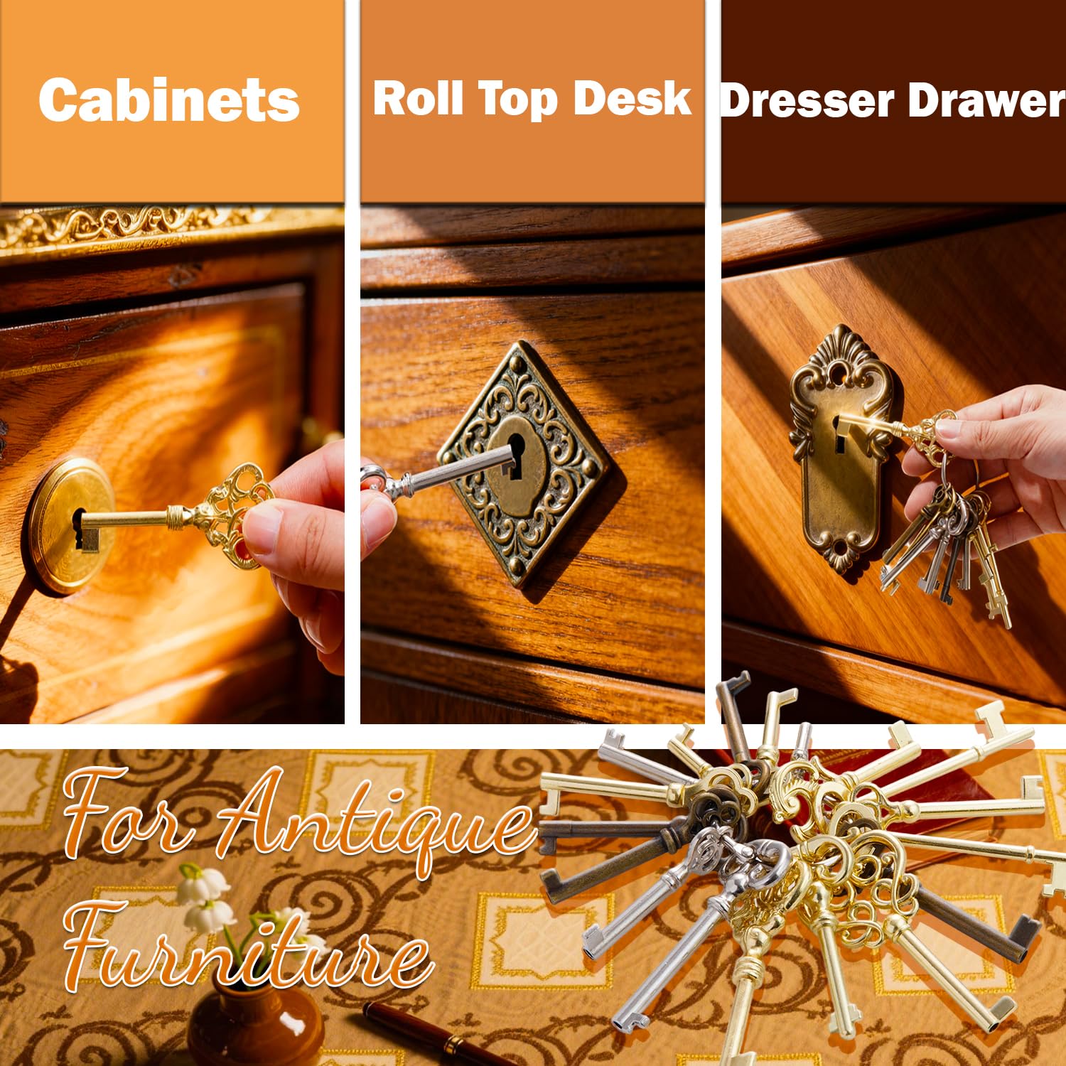 La Macaza keys suited for armoire and cabinet doors in old-style furniture