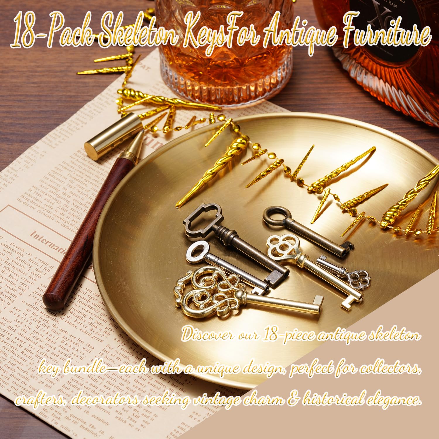 La Macaza skeleton keys for roll-top and secretary desks in vintage interiors