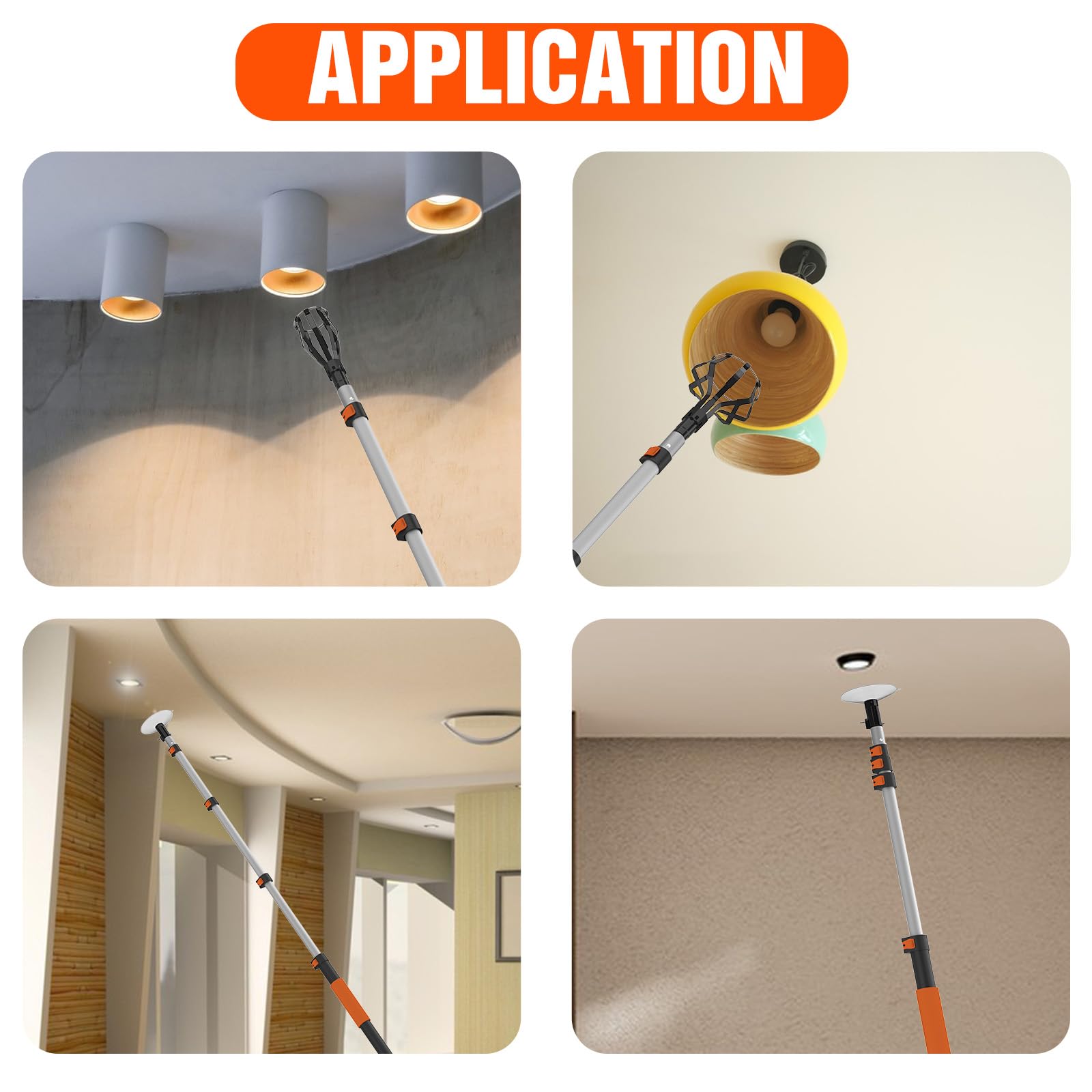 LAANPOLE ergonomic non-slip grip improves comfort during use on tall fixtures.