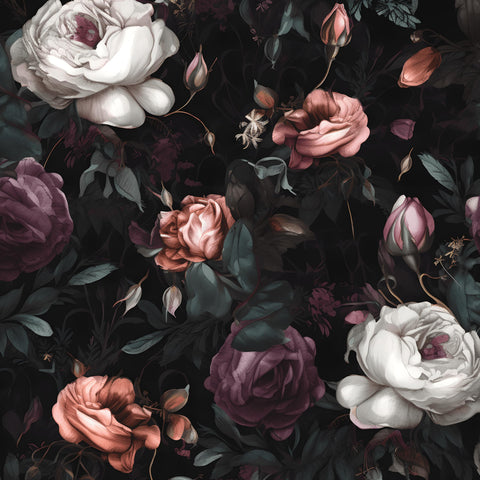Laatse dark floral peel-and-stick wallpaper close-up for easy decor refresh.