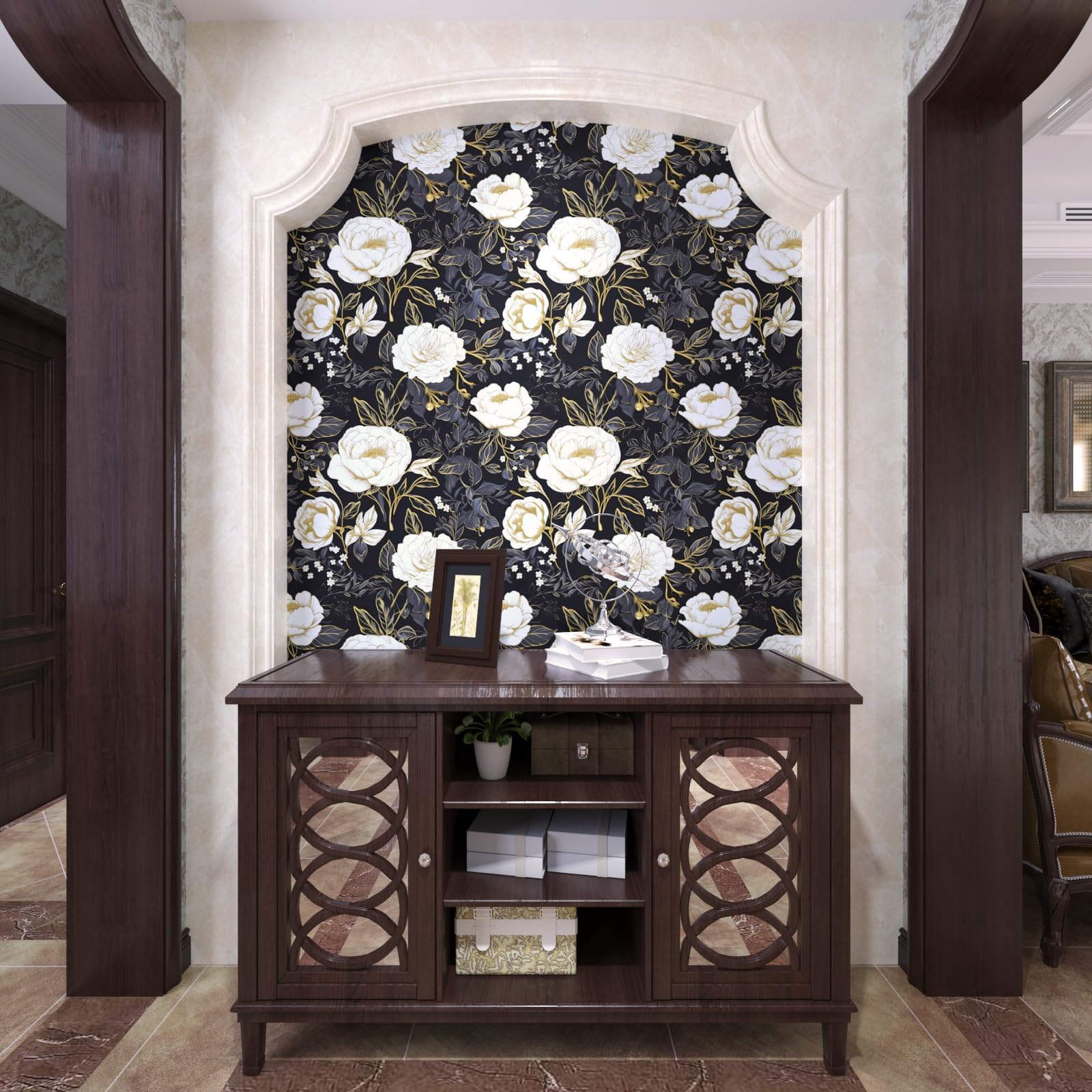 Laatse boho floral wallpaper creates a versatile backdrop for living rooms and bedrooms.