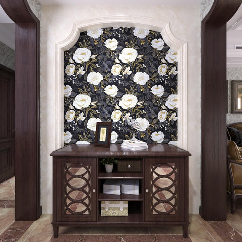 Laatse boho floral wallpaper creates a versatile backdrop for living rooms and bedrooms.