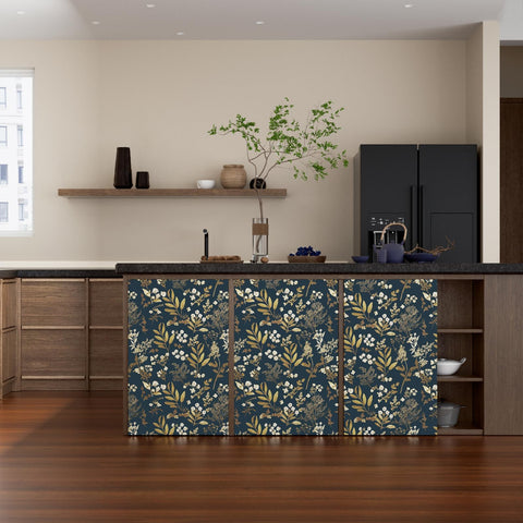 Laatse room shot shows bedroom wall transformed with this floral wallpaper