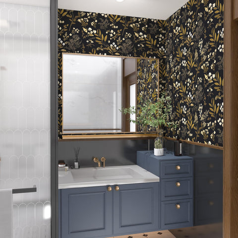 Laatse Gothic wallpaper grid back helps precise cutting for clean installations.