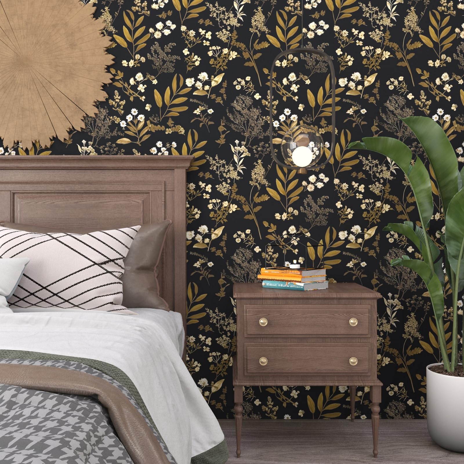 Laatse Gothic wallpaper room application enables quick updates in living spaces.