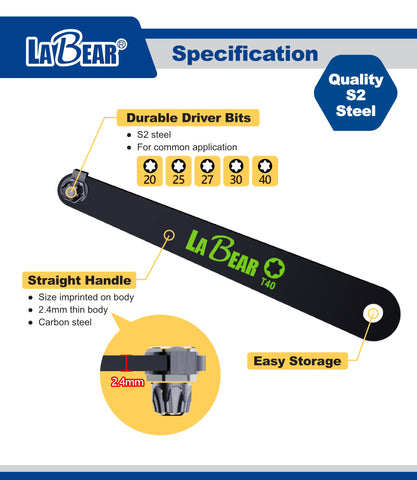 Labear 90-degree slim plate torx driver eases confined work.