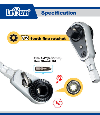 LABEAR compact ratchet designed for cramped automotive and furniture projects.