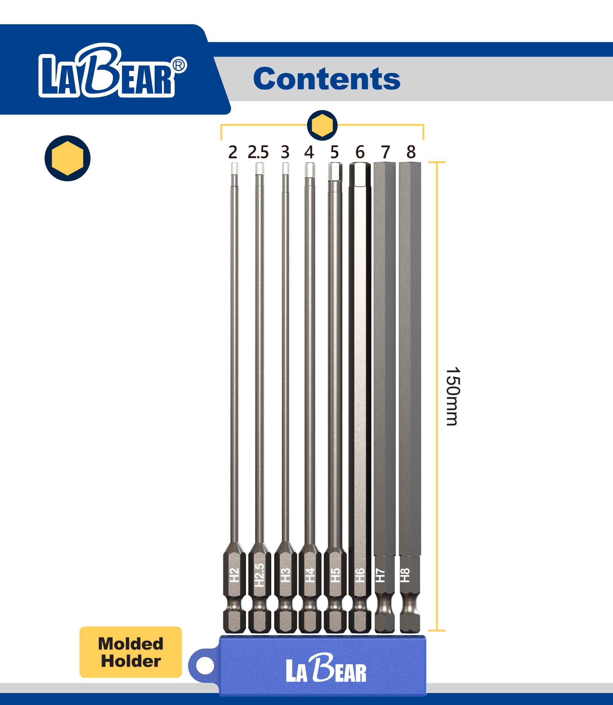 LABEAR 1-4in shank magnetic hex bits in action for secure engagement.