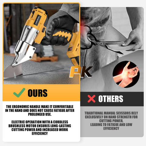 Labfintom cuts up to 20 gauge stainless steel and 18 gauge metal.