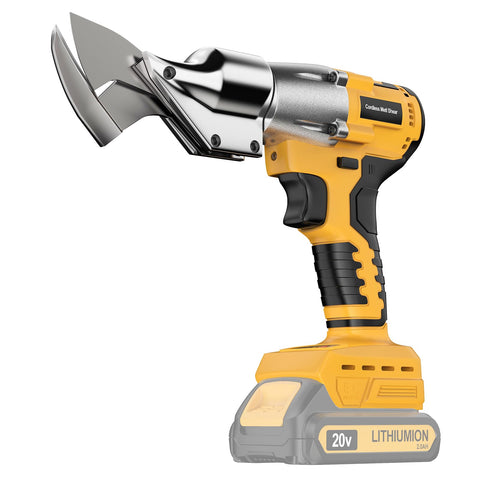 Labfintom cordless metal shear with 360 pivot for precise curved cuts.