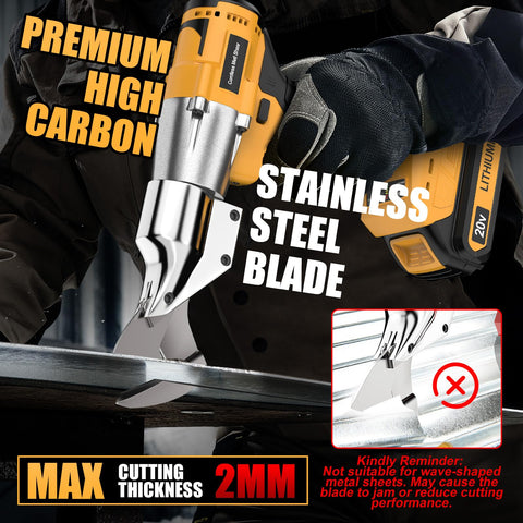 Labfintom cordless metal shear compatible with DeWalt 20V Max batteries for versatile power.