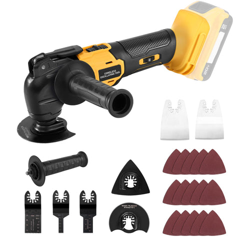 Labfintom cordless oscillating tool setup with quick blade changes.